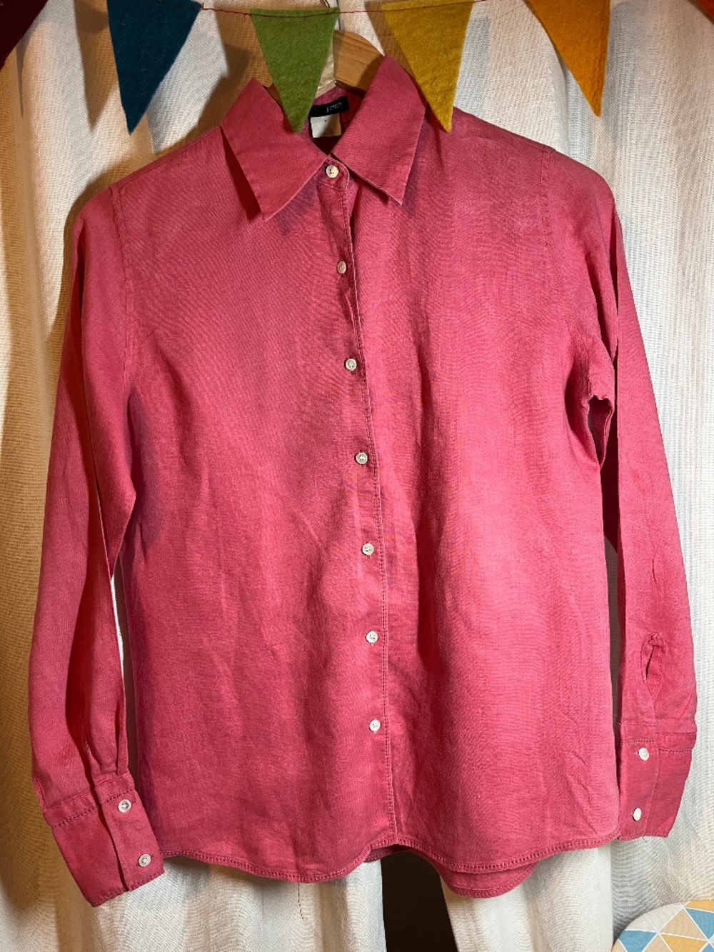 J Crew 100% Linen Dress Blouse in Salmon or Flamingo Size S